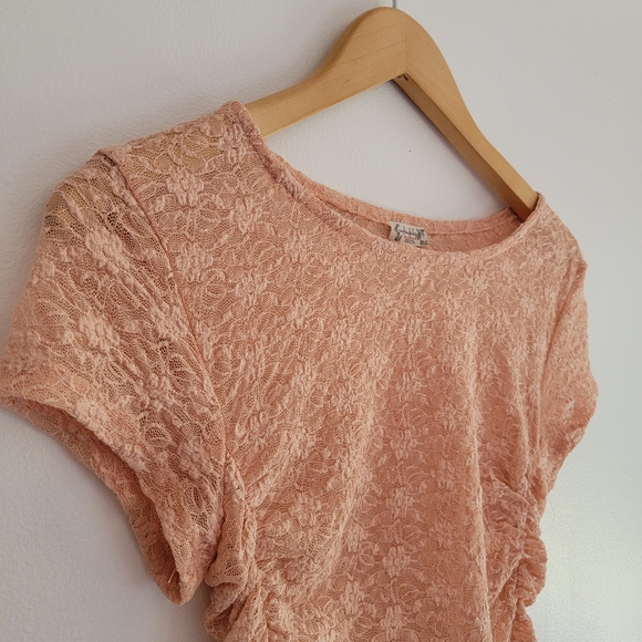Free People Intimately Free Peach Ruched Lace Top Small Balletcore - Picture 3 of 10